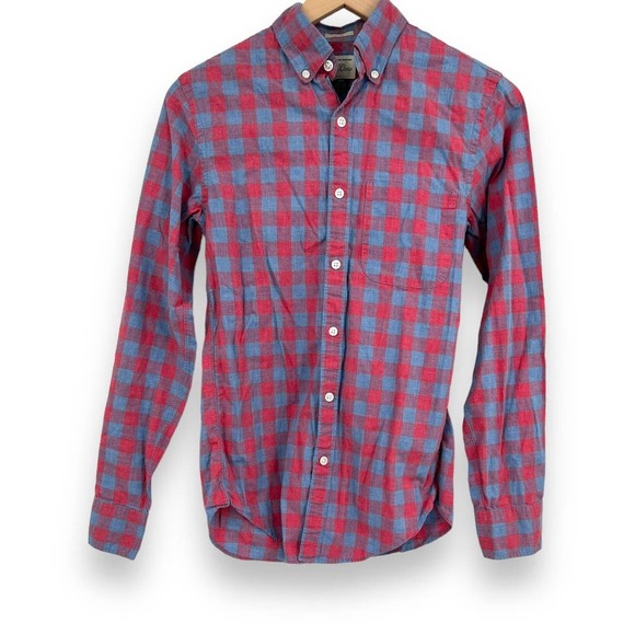 J. Crew Other - J. Crew Men's Slim Fit Cotton Blue Red Checkered Lightweight Button Down XS
